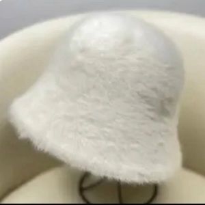 Faux Fur White Bucket Hat